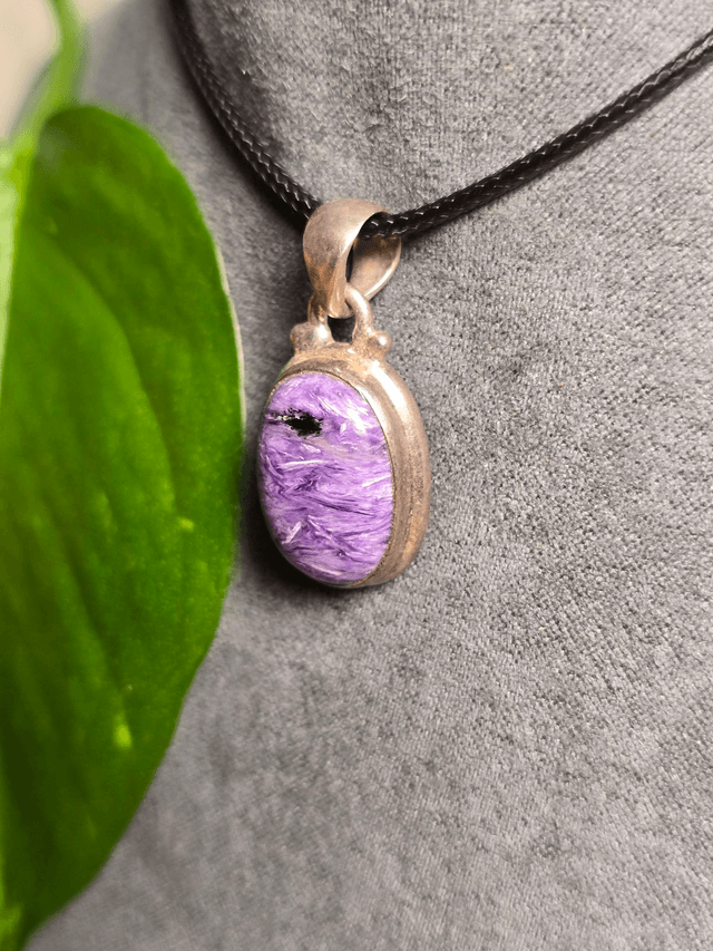Pendentif Charoïte et argent 925 (Qualité AAA)