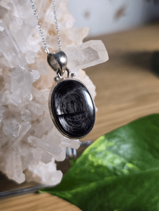 Pendentif Hyperstène et Argent 925 (Qualité AA)