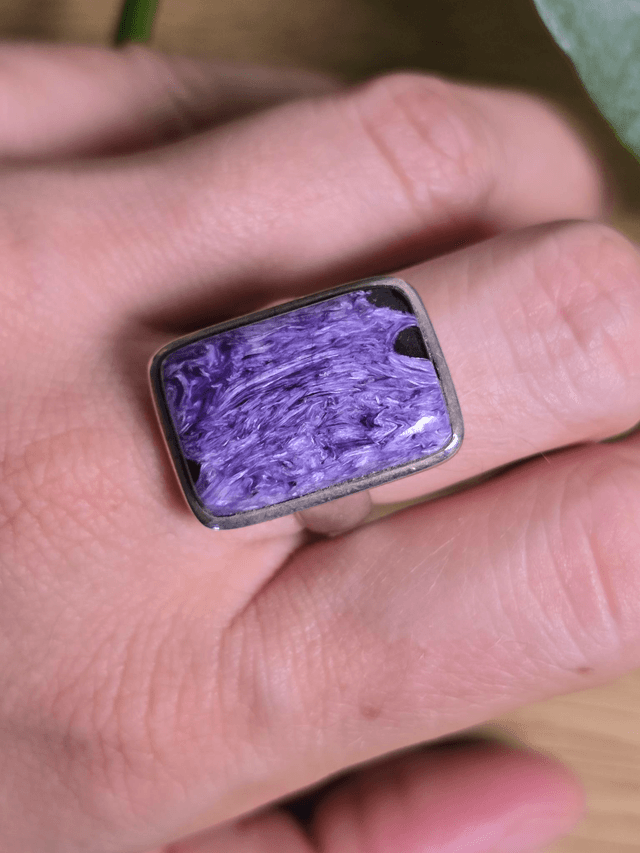 Bague en Charoïte et argent 925, Qualité AAA