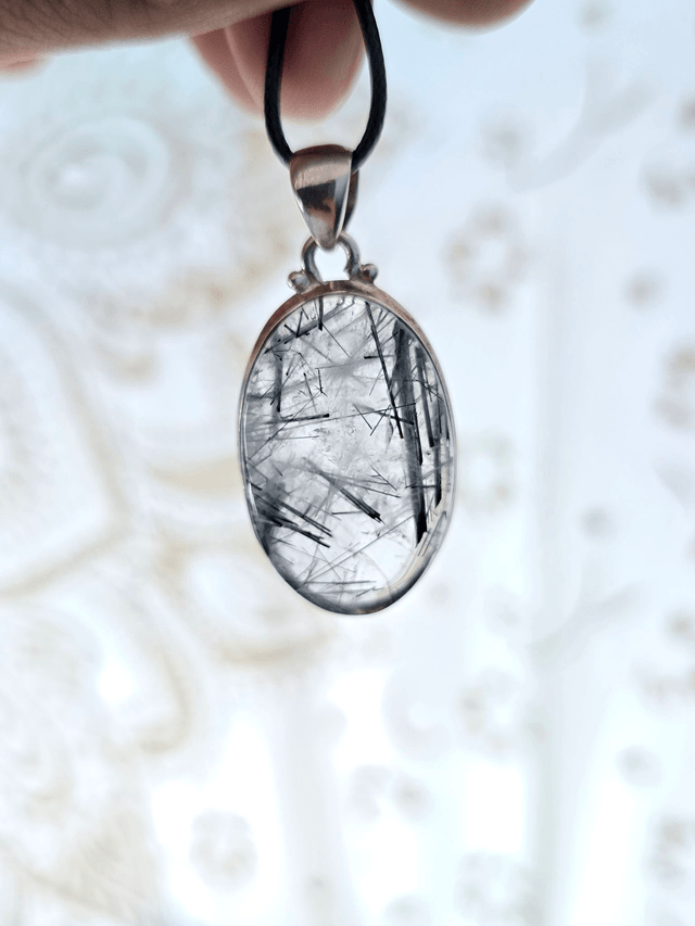 Quartz à Tourmaline Noire - Pendentif en Argent 925