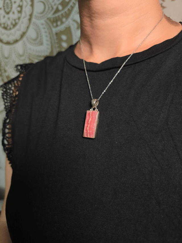 Pendentif Rhodochrosite et Argent 925 (Qualité AA)