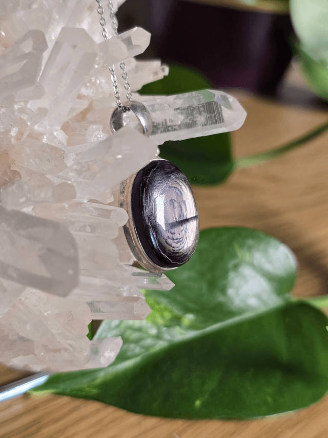 Pendentif Hyperstène et Argent 925 (Qualité AA)