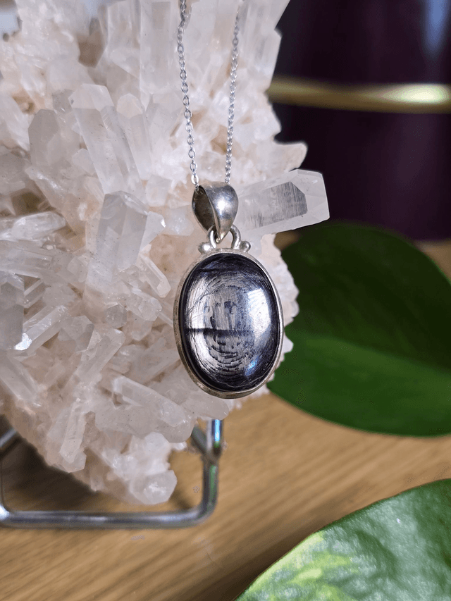 Pendentif Hyperstène et Argent 925 (Qualité AA)