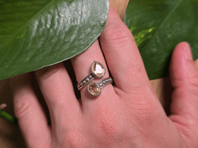 Bague "Lumière Jumelle" en Citrine naturelle, argent 925 (Qualité AAA)