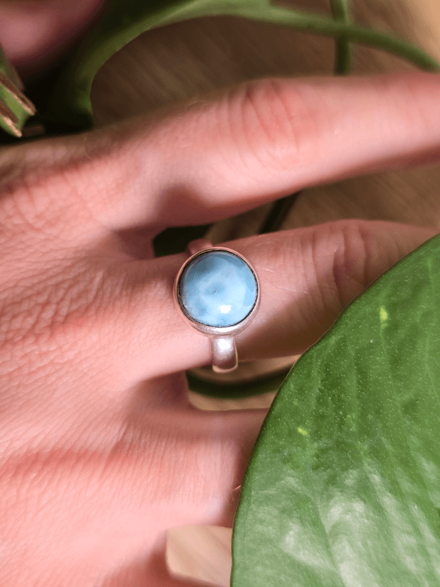Bague Larimar et argent 925 (Qualité AA)