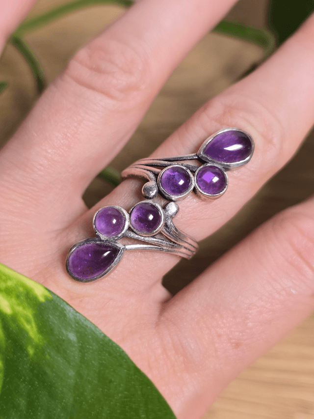 Bague "Constellation" en Améthyste et argent 925 (Qualité AA)