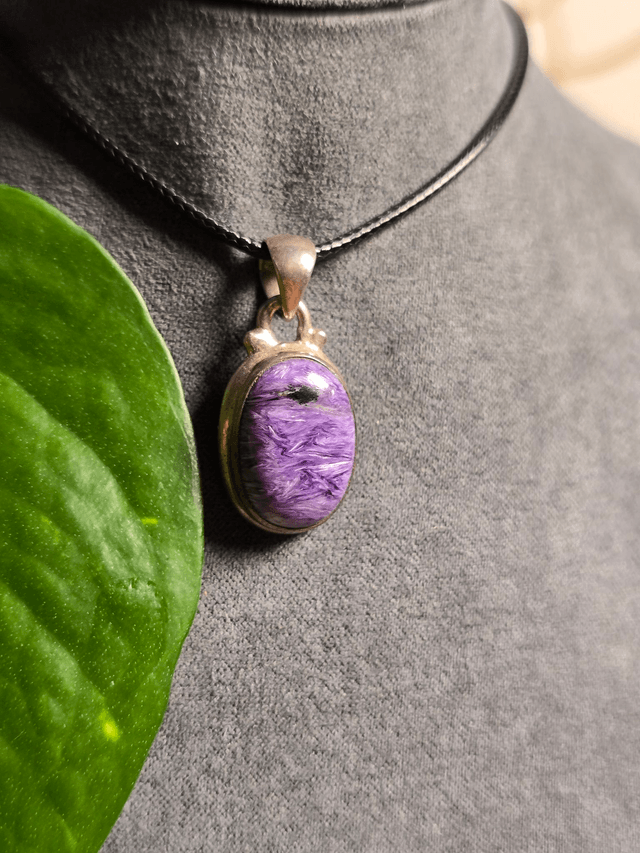 Pendentif Charoïte et argent 925 (Qualité AAA)