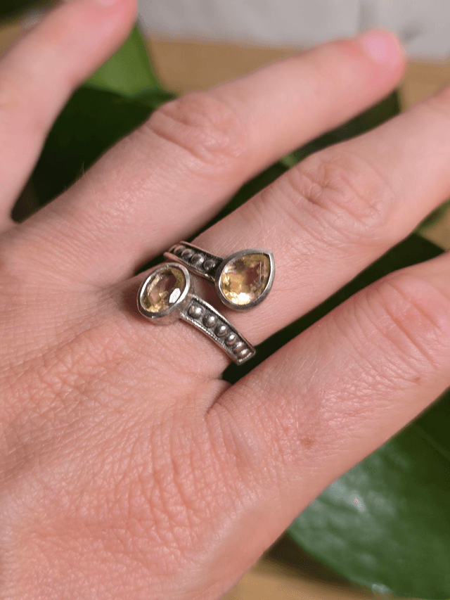 Bague "Lumière Jumelle" en Citrine naturelle, argent 925 (Qualité AAA)