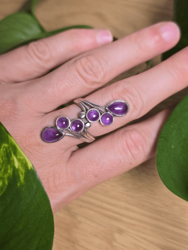 Bague "Constellation" en Améthyste et argent 925 (Qualité AA)