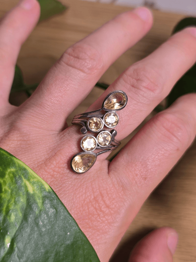 Bague "Constellation" en Citrine naturelle, argent 925 (Qualité AAA)