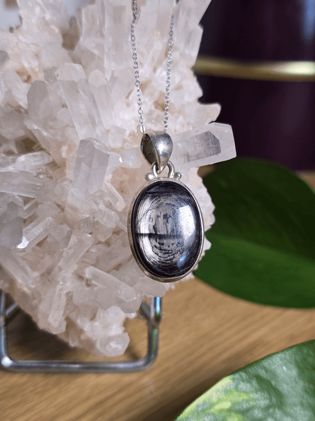 Pendentif Hyperstène et Argent 925 (Qualité AA)