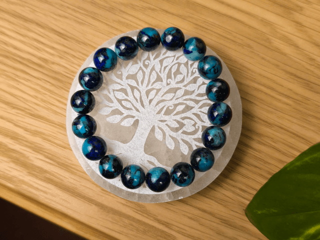 Azurite - Malachite - Chrysocole - Bracelet avec perles de 11,5 mm 