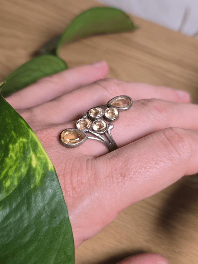 Bague "Constellation" en Citrine naturelle, argent 925 (Qualité AAA)
