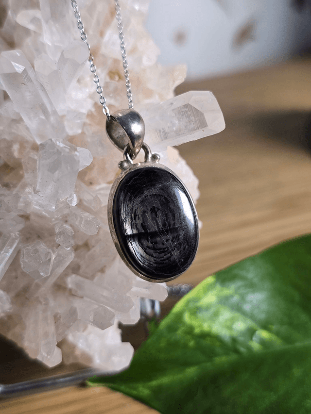 Pendentif Hyperstène et Argent 925 (Qualité AA)