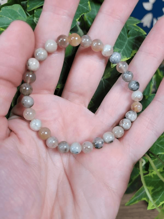 Agate Plume - Bracelet avec perles de 6 mm