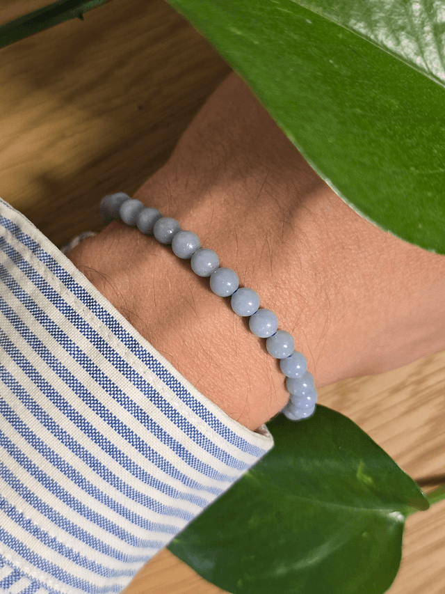 Angélite - Bracelet avec perles de 6 mm 