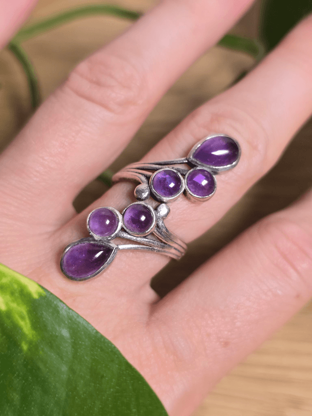 Bague "Constellation" en Améthyste et argent 925 (Qualité AA)