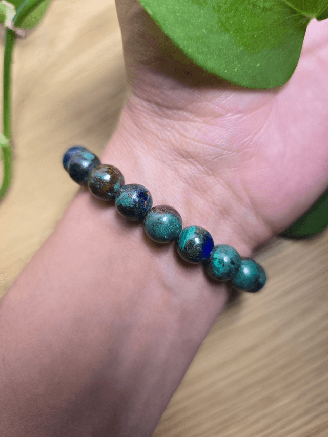Azurite Malachite naturelle - Bracelet avec perles de 10 mm