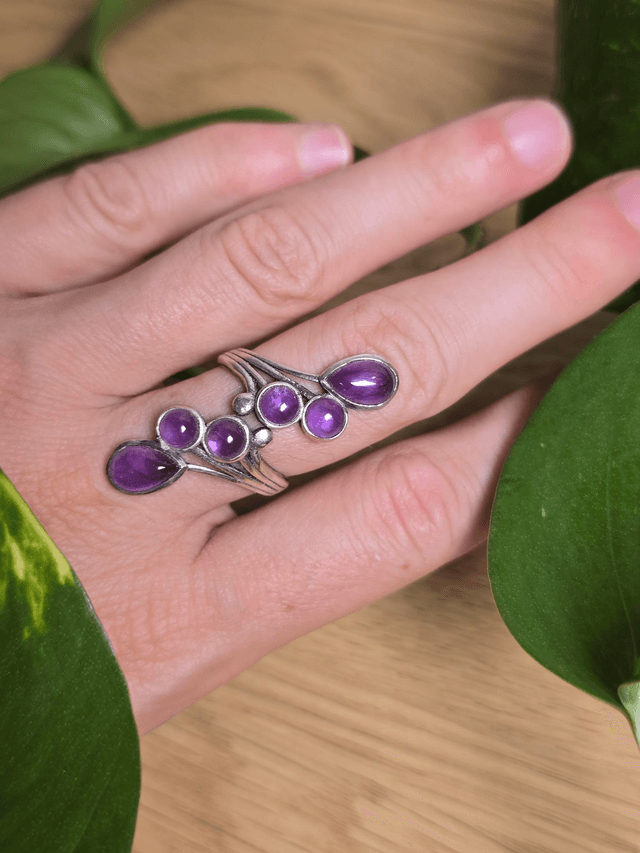 Bague "Constellation" en Améthyste et argent 925 (Qualité AA)