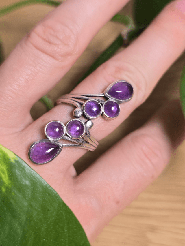 Bague "Constellation" en Améthyste et argent 925 (Qualité AA)