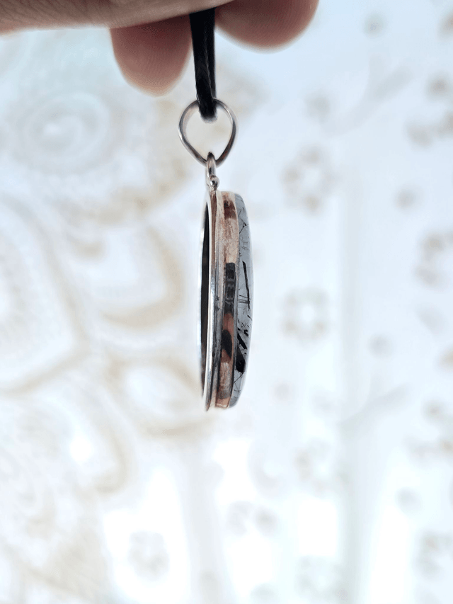 Quartz à Tourmaline Noire - Pendentif en Argent 925