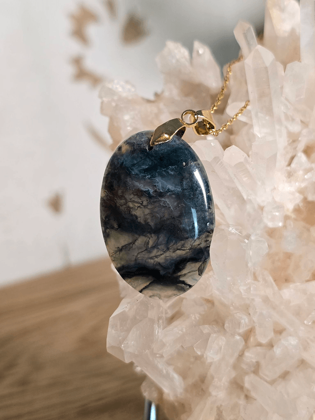 Pendentif Agate Mousse (Qualité A+), sans cerclage
