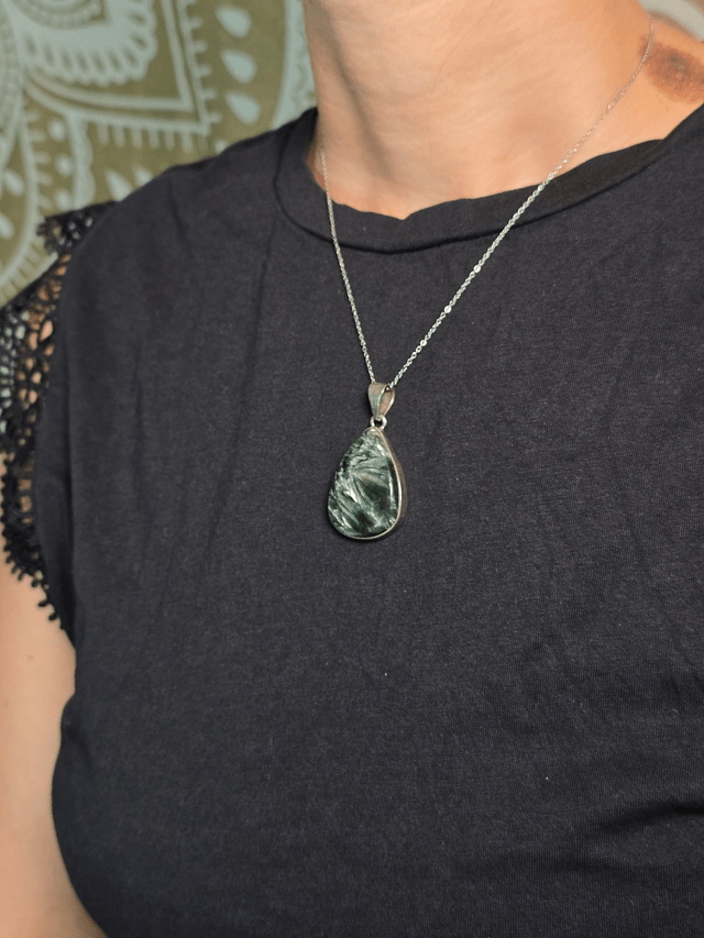 Pendentif Séraphinite et Argent 925 (Qualité AA+)