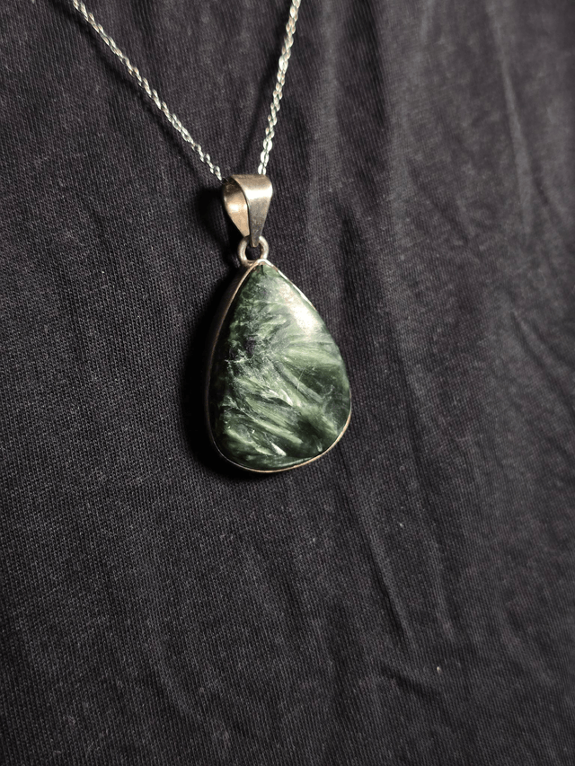Pendentif Séraphinite et Argent 925 (Qualité AA+)