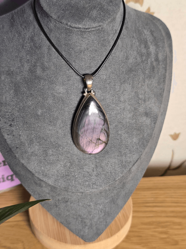 Pendentif Labradorite violette, argent 925 (Qualité AAA)