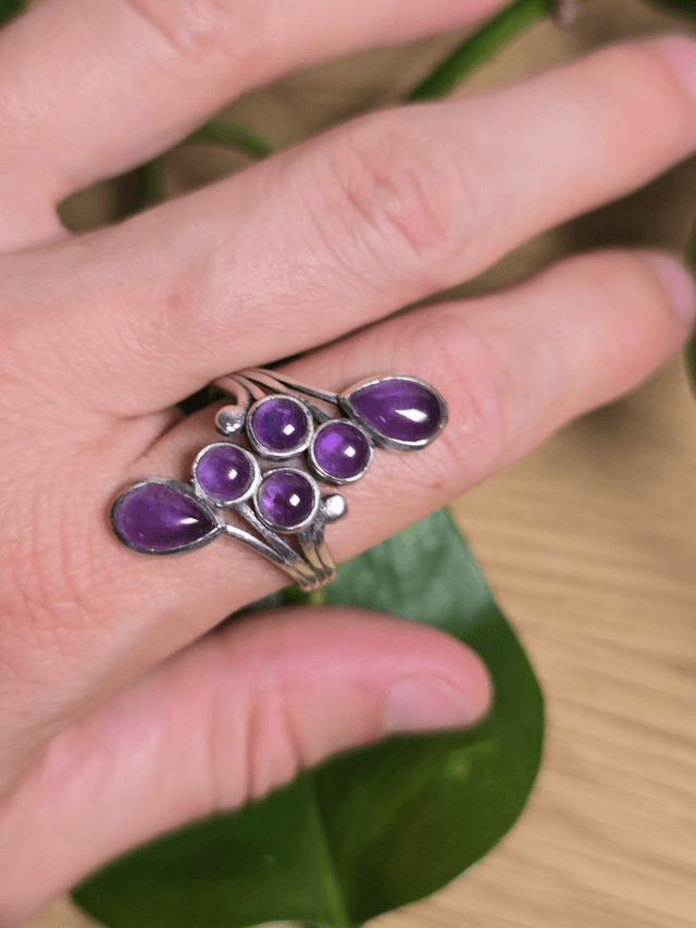 Bague "Constellation" en Améthyste et argent 925 (Qualité AA)