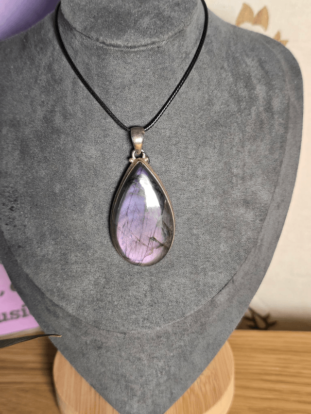 Pendentif Labradorite violette, argent 925 (Qualité AAA)
