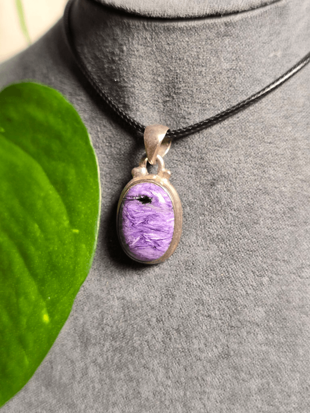 Pendentif Charoïte et argent 925 (Qualité AAA)