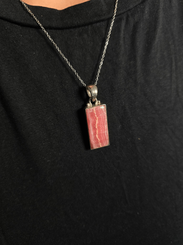 Pendentif Rhodochrosite et Argent 925 (Qualité AA)