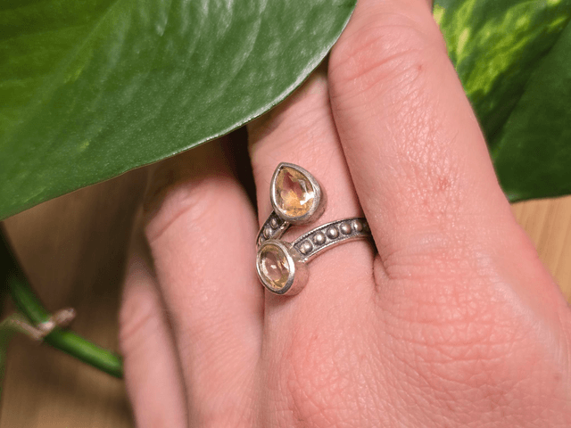 Bague "Lumière Jumelle" en Citrine naturelle, argent 925 (Qualité AAA)