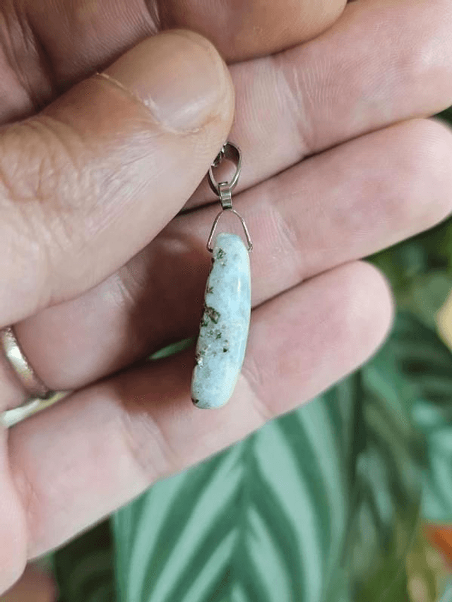Larimar - Pendentif avec bélière et chaine en acier inoxydable