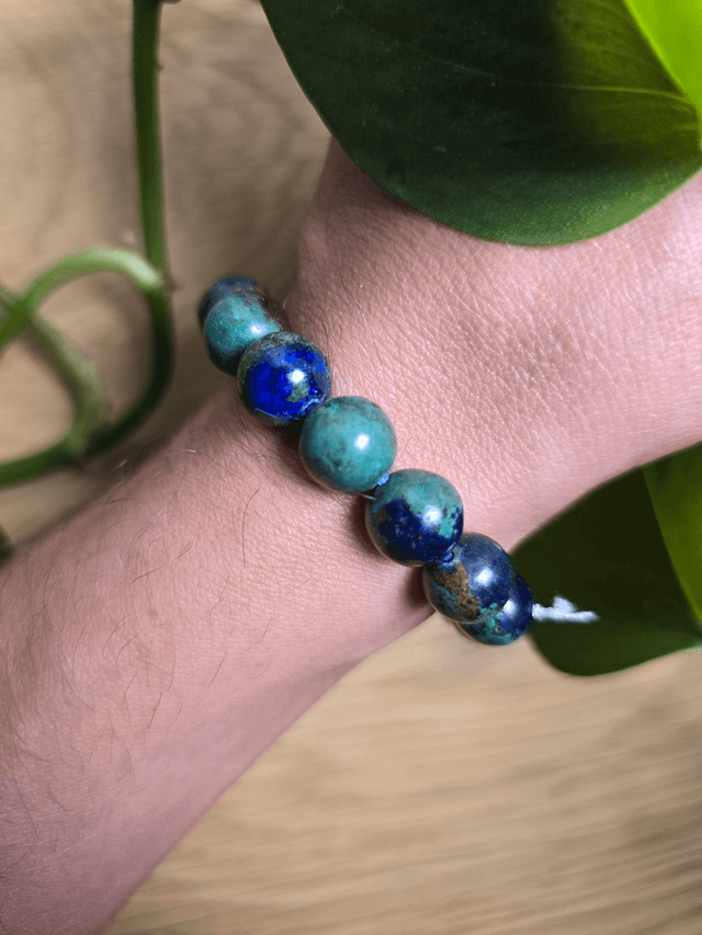 Azurite Malachite naturelle - Bracelet avec perles de 10 mm