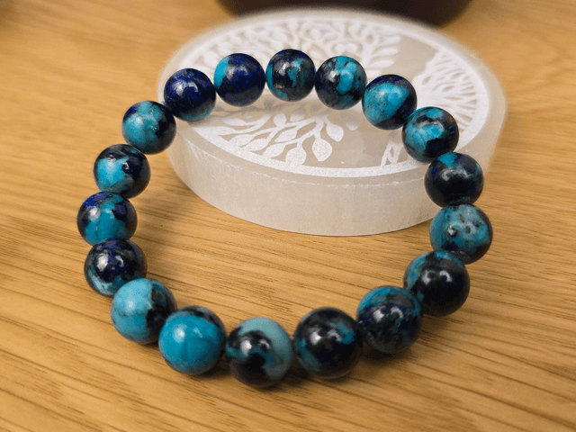 Azurite - Malachite - Chrysocole - Bracelet avec perles de 11,5 mm 