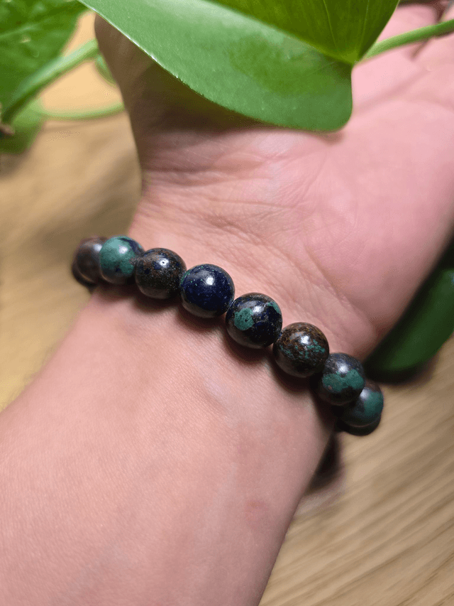 Azurite Malachite naturelle - Bracelet avec perles de 10 mm