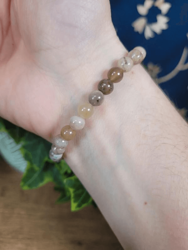 Agate Plume - Bracelet avec perles de 6 mm