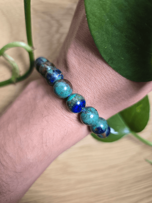 Azurite Malachite naturelle - Bracelet avec perles de 10 mm