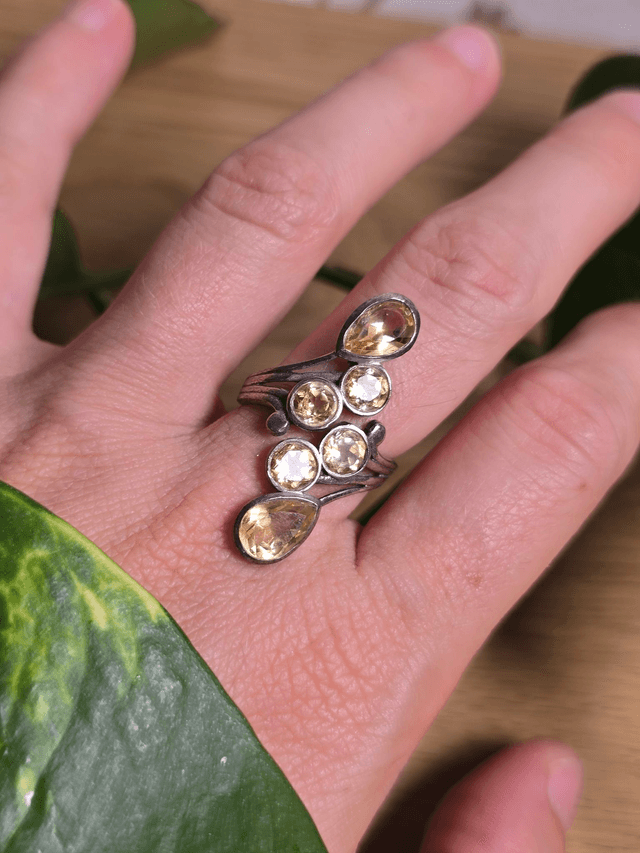 Bague "Constellation" en Citrine naturelle, argent 925 (Qualité AAA)