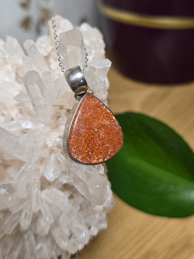 Pendentif Pierre de Soleil et Argent 925, qualité exceptionnelle (AAA)