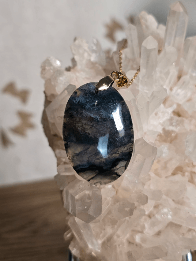 Pendentif Agate Mousse (Qualité A+), sans cerclage