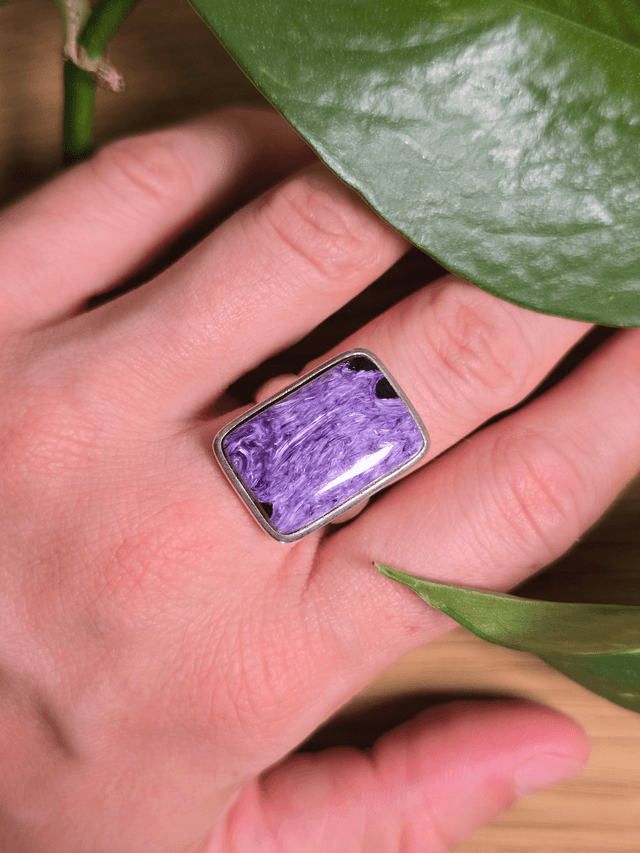 Bague en Charoïte et argent 925, Qualité AAA