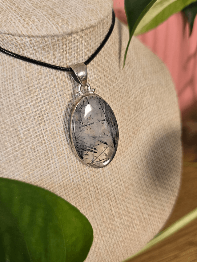 Quartz à Tourmaline Noire - Pendentif en Argent 925