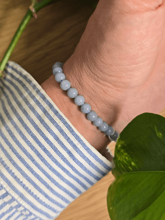 Angélite - Bracelet avec perles de 6 mm 
