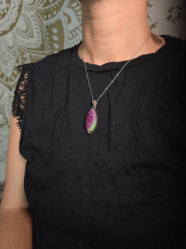 Pendentif Rubis zoïsite et Argent 925 (Qualité AA)