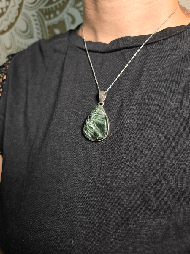 Pendentif Séraphinite et Argent 925 (Qualité AA+)