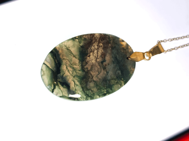 Pendentif Agate Mousse (Qualité A+), sans cerclage
