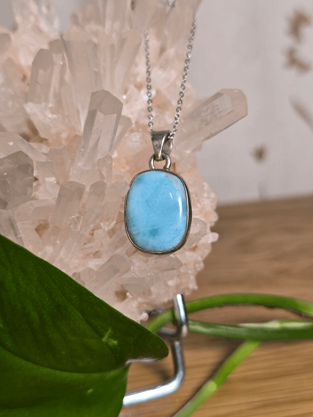 Pendentif Larimar et Argent 925 (Qualité AA)